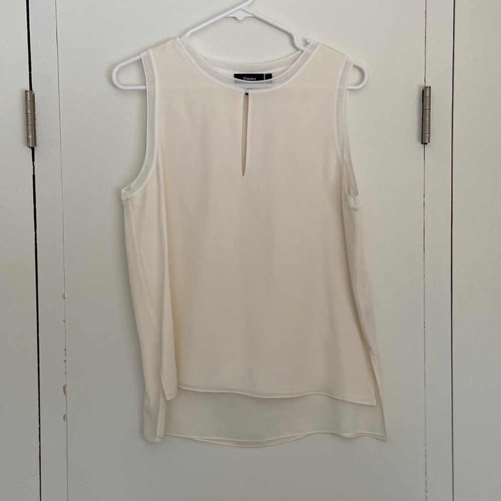 100% Silk Ivory Theory top